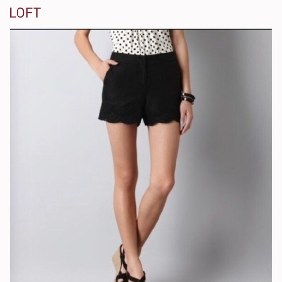 LOFT Black Scallop Hem The Riviera Short size 0 - Picture 1 of 7